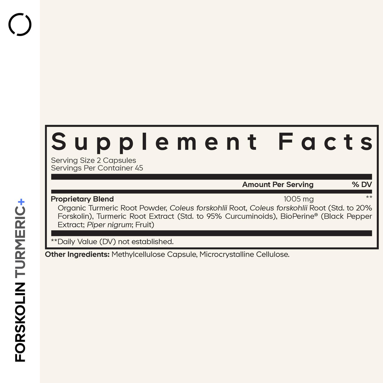 Codeage Forskolin, Pure Forskolin Coleus + Organic Turmeric Root Powder, 95% Curcuminoids + Bioperine Black Pepper - 20% Standardized Coleus Forskohlii Supplement - Non-GMO - 90 Capsules