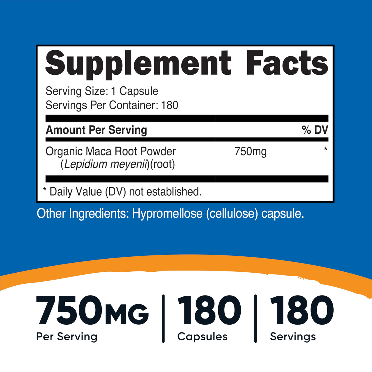 Nutricost Maca Root Capsules (Lepidium meyenii) 750mg, 180 Capsules, 180 Servings