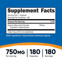 Thumbnail for Nutricost Maca Root Capsules (Lepidium meyenii) 750mg, 180 Capsules, 180 Servings