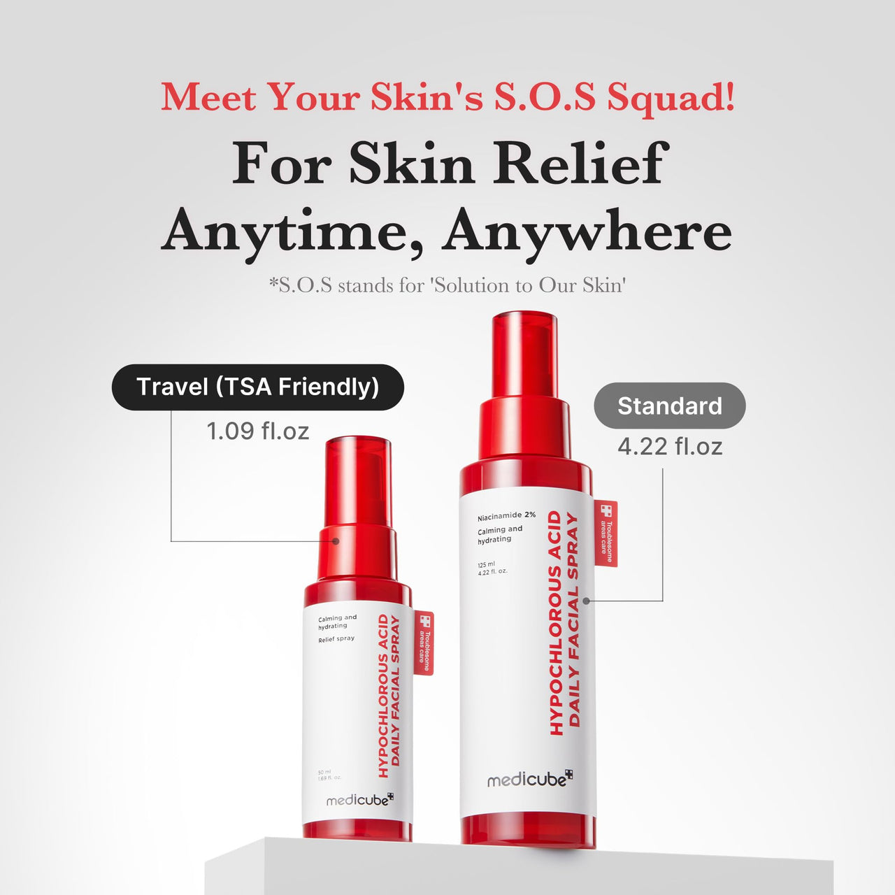 medicube Power Soothing Spray | Hypochlorous Acid Spray For All Skin Types, Delicate Skin | Daily Skin Solution & Post-Sun Care | HOCI Facial Mist for Soothing & Calming | Korean Skincare | 1.69 fl.oz