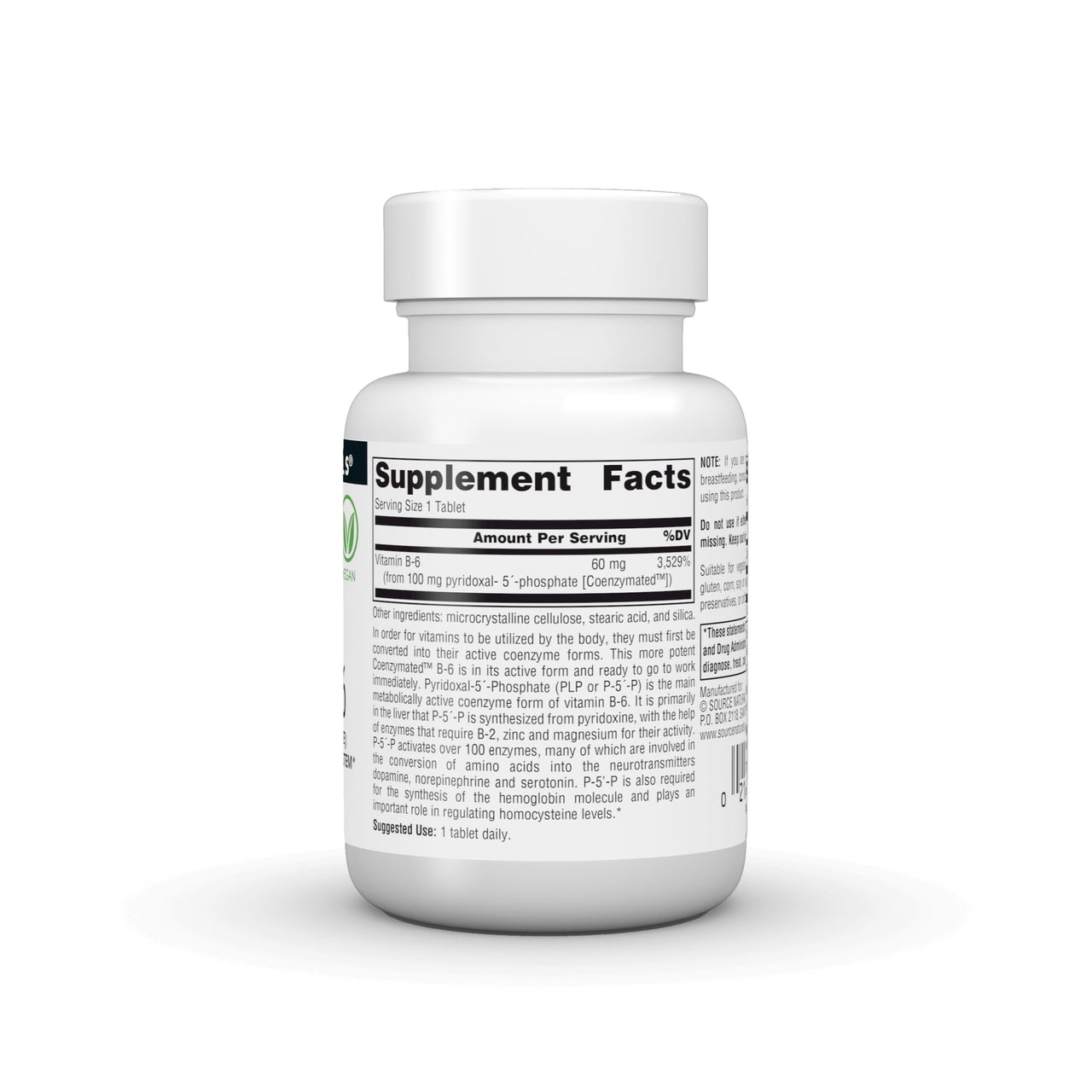 Source Naturals Coenzymated B-6, P-5´-P (PYRIDOXAL-5´-Phosphate) Promotes a Healthy Nervous System* 100 mg - 30 Tablets