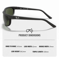 Thumbnail for Ray-Ban RB2027 PREDATOR 2 Rectangle Shaped Non-Polarized Sunglasses for Men & Women – Includes Official RAYBAN Eyewear Kit – Ideal Formal & Casual Wear Sunglasses – G-15 Green Lens