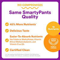 Thumbnail for SmartyPants Toddler Multivitamin Gummies, Omega 3 (DHA/EPA), Vitamins D3, C, Vitamin B12, B6, A, K & Zinc, Biotin, Gluten Free, Three Fruit Flavors, 60 Count (30 Day Supply)