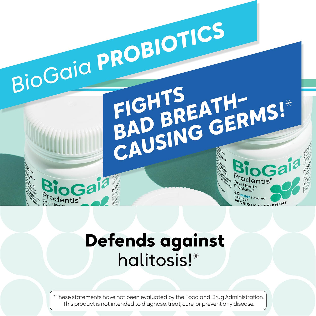BioGaia Prodentis | Oral Probiotics | Promotes Healthy Gums & Teeth | Defends Against Bad Breath & Dental Problems | Improves Oral Health | Mint Flavored | 30 Dental Probiotic Lozenges