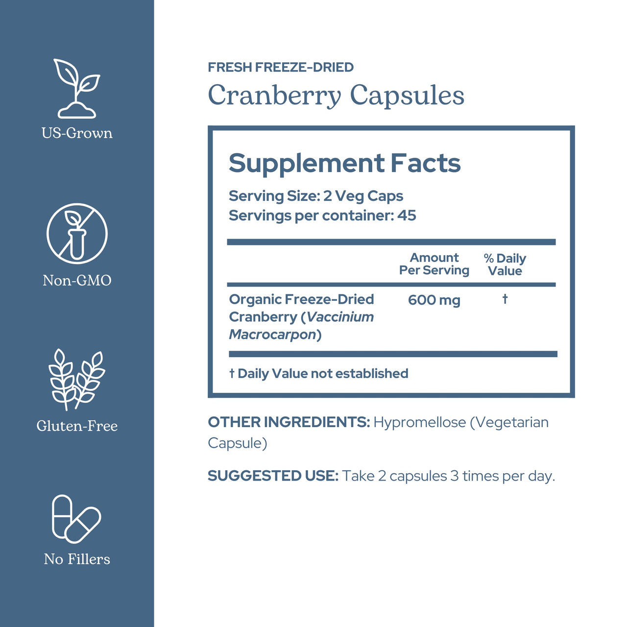 Eclectic Herb - Premium Freeze Dried Cranberry Capsules | Urinary Tract Support | Cranberry Supplement for Urinary Tract Health | US-Grown, Organic, Non-GMO, Gluten Free, Vegan (90 CT | 300 mg)
