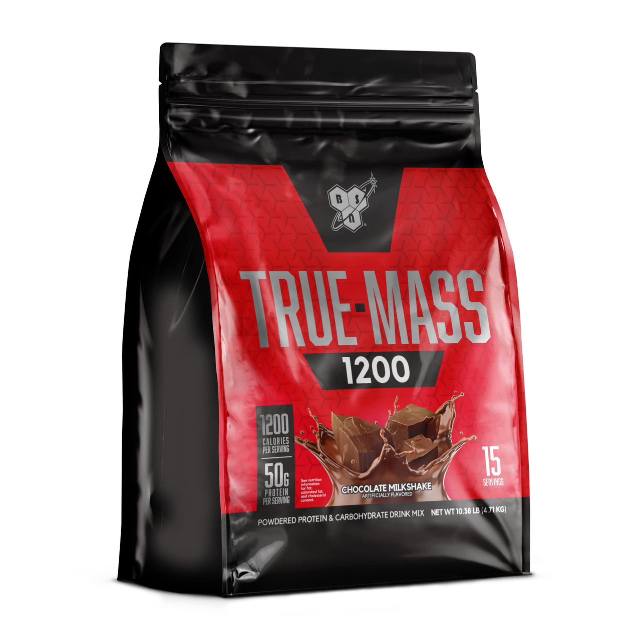 BSN TRUE-MASS Weight Gainer, Mass Gainer Protein Powder, Post Workout Muscle Recovery Powder, Muscle Gainer, 4:1 Carbs to Protein Ratio, Chocolate Milkshake, 10.38 Pound, 15 Servings