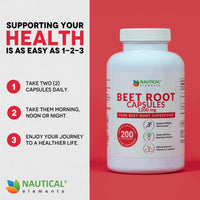 Thumbnail for Beet Root Capsules - 1200mg Per Serving - 200 Beet Root Powder Capsules - Beetroot Powder Supports Blood Pressure, Athletic Performance, Digestive, Immune System (Pure, Non-GMO & Gluten Free