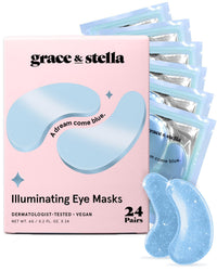 Thumbnail for grace & stella Award Winning Under Eye Mask Reduce Dark Circles, Puffy Eyes, Undereye Bags, Wrinkles, Gel Under Eye Patches, Get Well Gifts for Women - Vegan Eye mask (24 Pairs, Blue)