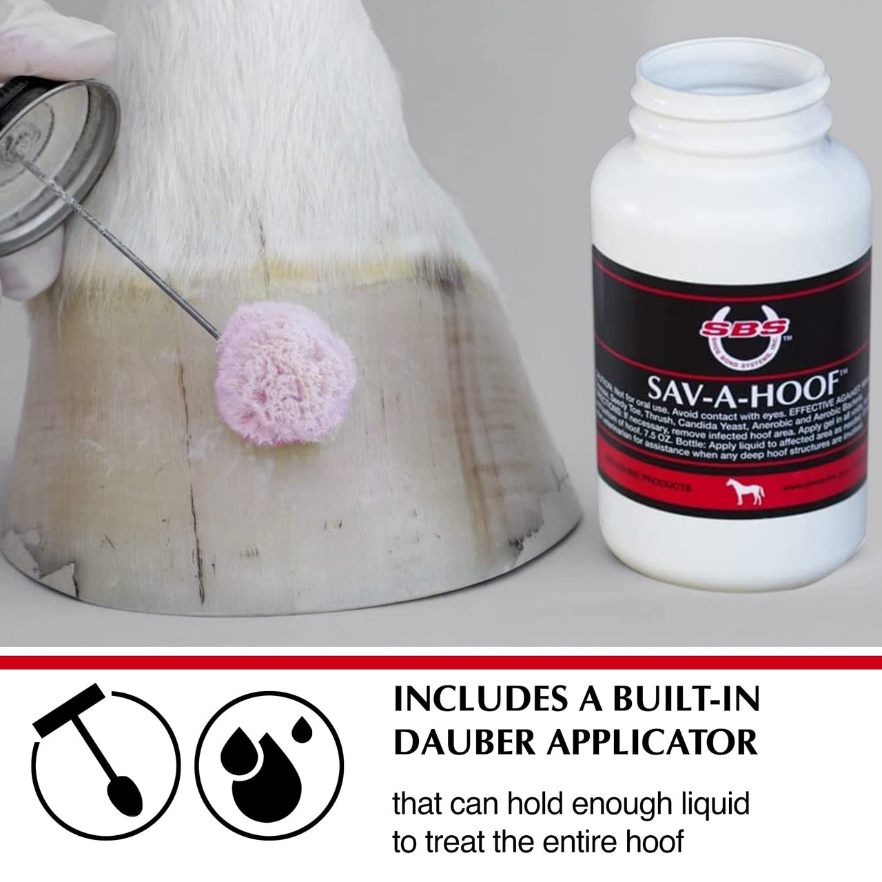 SBS Equine Treatment Against Hoof Illness in Horses | Built-in Dauber Applicator | Treat Entire Hoof (7.5 Fluid Oz)