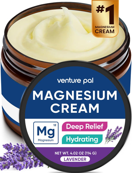 Venture Pal Magnesium Lotion, Topical Magnesium Cream, Leg & Muscle Comfort with Coconut Oil, Shea Butter & Hyaluronic Acid, Suitable for Kids