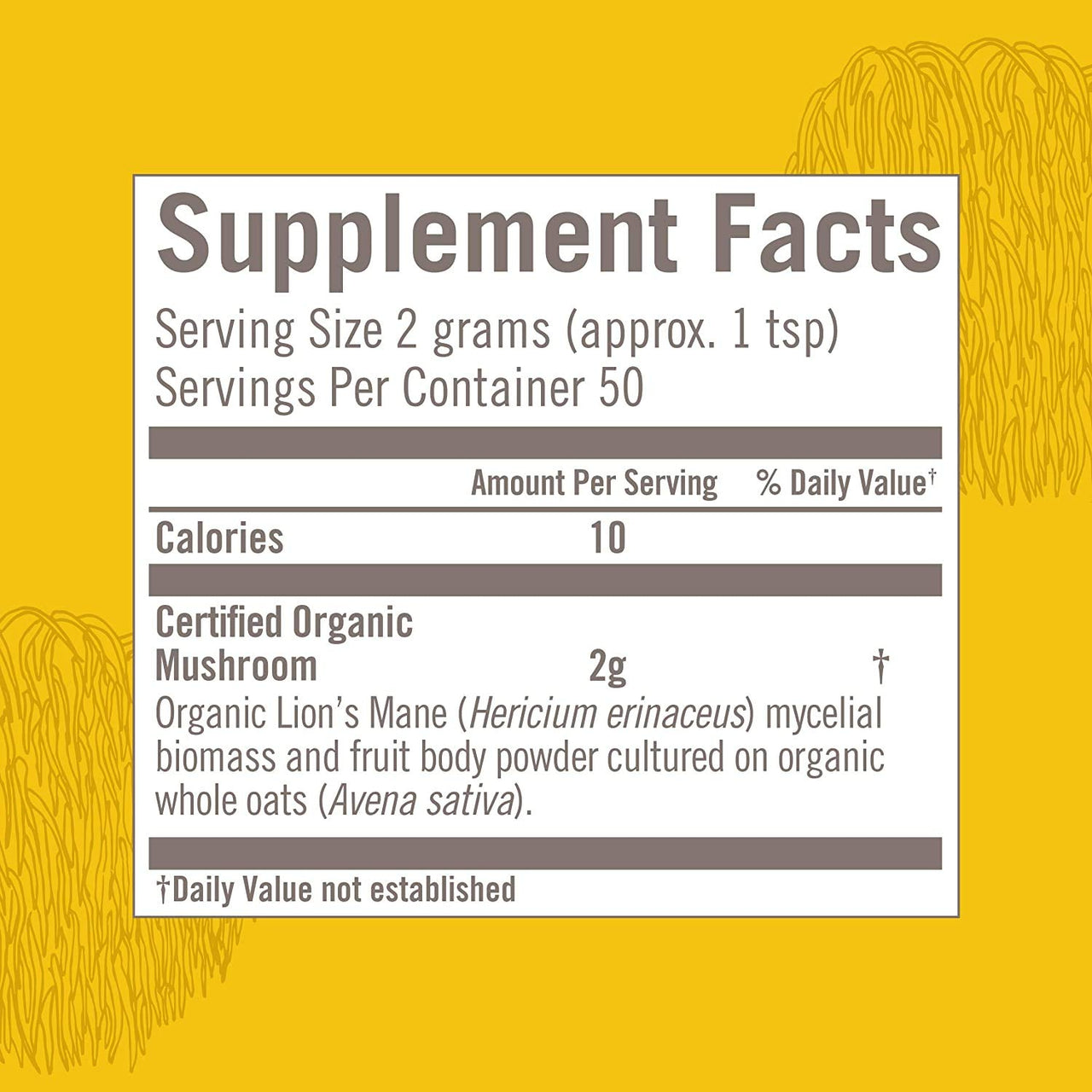 Om Organic Mushroom Superfood Powder, Lions Mane, 3.5 Ounce (50 Servings) (Тwo Рack)