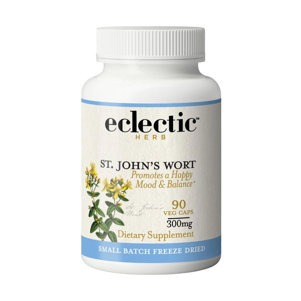 Eclectic Herb - St. John's Wort Capsules | Nervous System & Immune Support | Promotes a Positive Mood | Vegan, Non-GMO, Gluten Free, Freeze-Dried (90 CT | 300 mg)