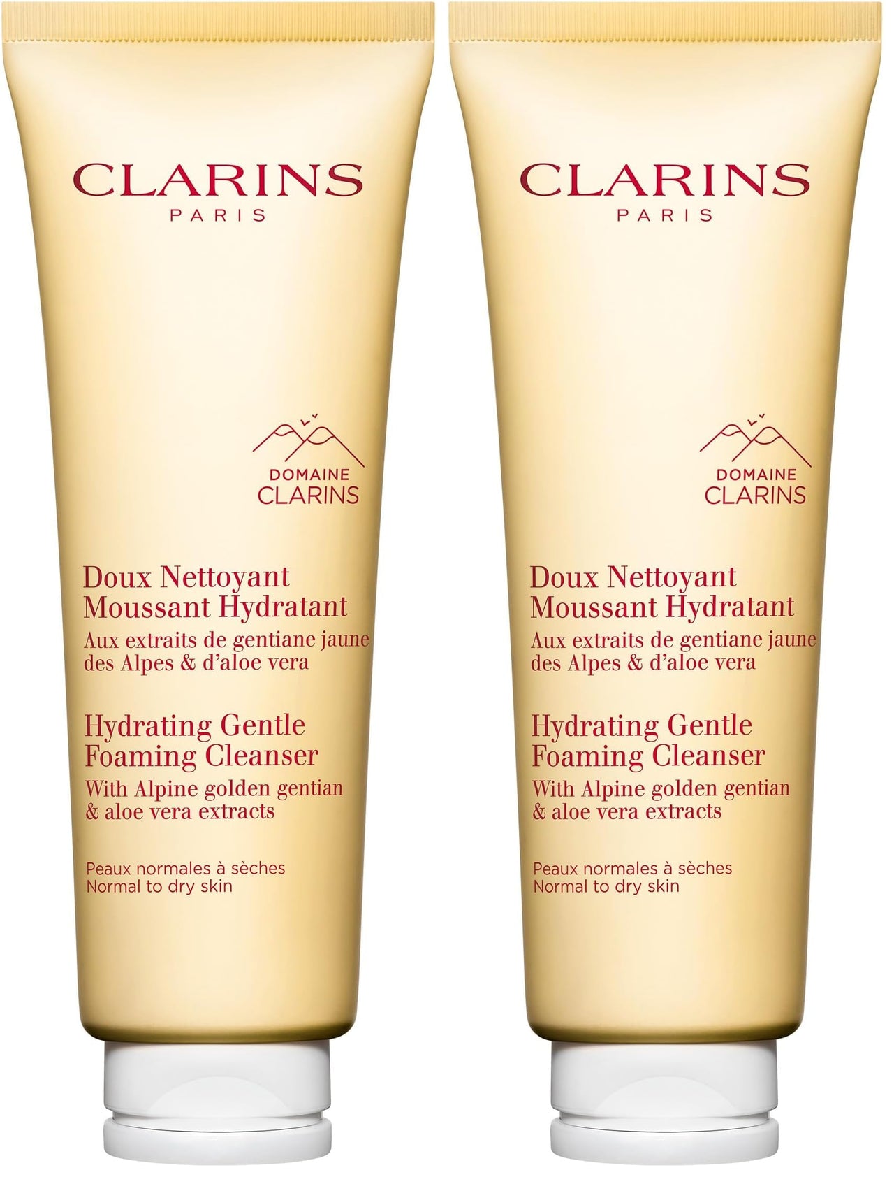 Clarins NEW Hydrating Gentle Foaming Face Cleanser | Cleanses, Soothes, and Softens | Contains Aloe Vera to Boost Hydration | Soap-Free | SLS-Free| Normal To Dry Skin Types | 4.2 Ounces (Pack of 2)