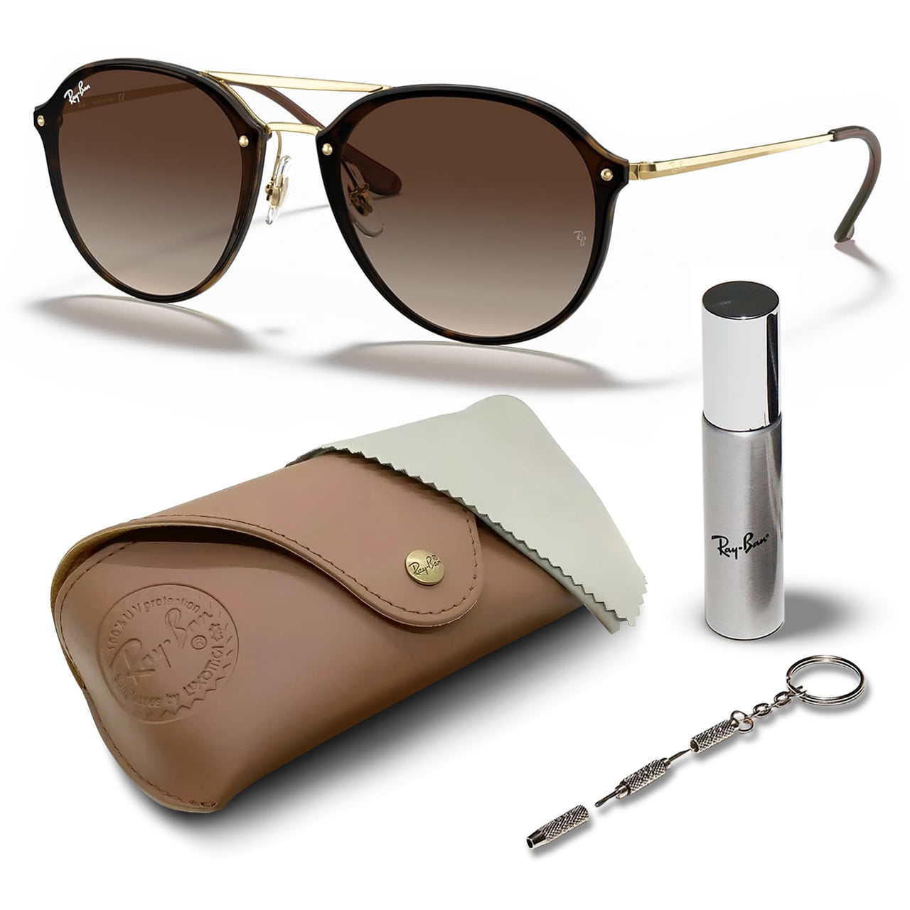 Ray-Ban RB4292N BLAZE DOUBLE BRIDGE Phantos Shaped Non-Polarized Sunglasses for Men & Women – Includes Official RAYBAN Eyewear Kit – Ideal Formal & Casual Wear Sunglasses – Brown Gradient Lens