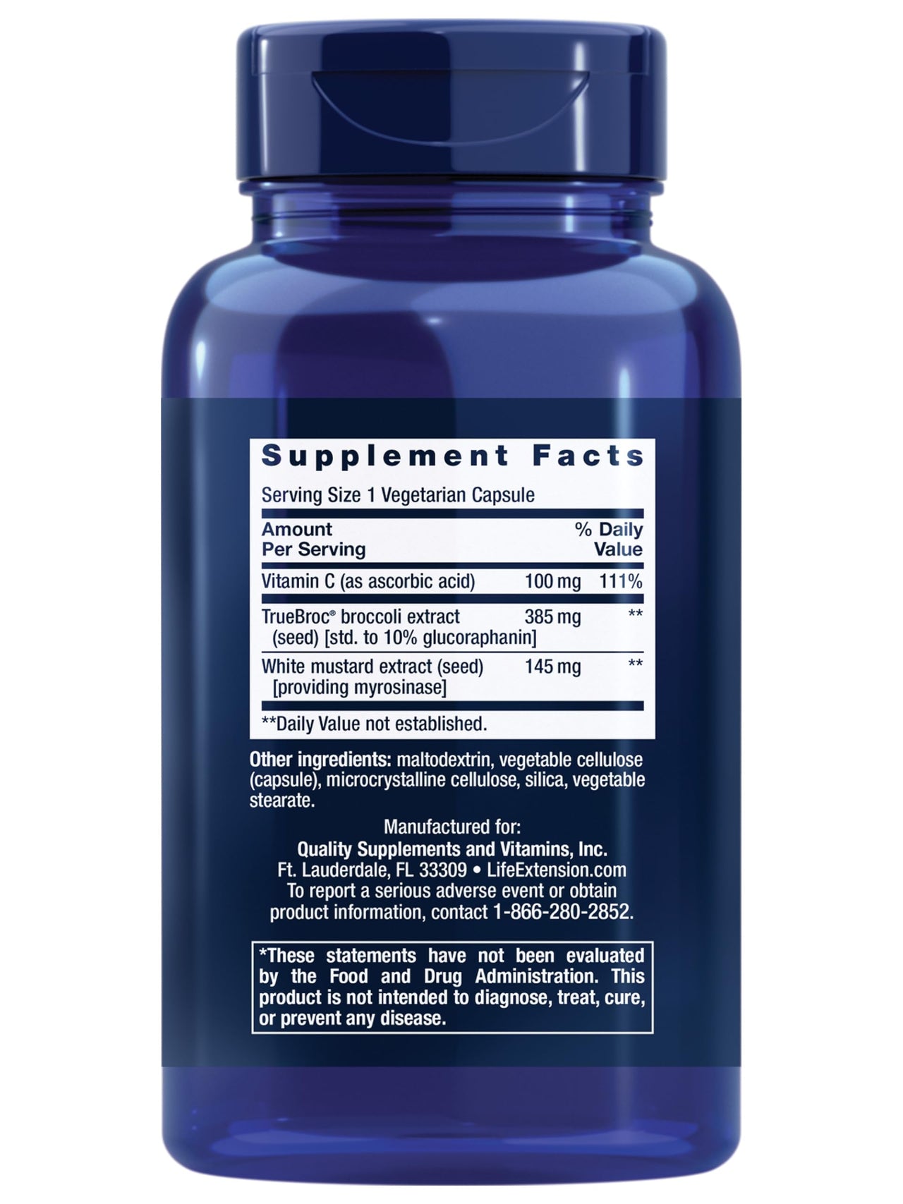 Life Extension Optimized Broccoli with Myrosinase, Liver and Detox Supplement, Advanced bioavailable, Once-Daily, Non-GMO, Vegetarian, Gluten-Free, 30 Capsules