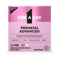 Thumbnail for One A Day Prenatal Advanced- Prenatal Vitamins with Folic Acid, Choline, DHA & Iron, Pregnancy Vitamins for Women to Support Baby’s Development, 60+60 Ct (120 Total Set) (Packaging May Vary)