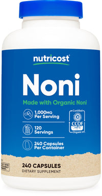 Thumbnail for Nutricost Noni Capsules 500mg 240 Capsules - CCOF Certified Made with Organic Noni, Non-GMO, Gluten Free
