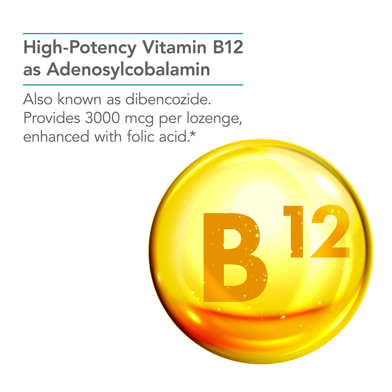 Nutricology B12 Adenosylcobalamin Supplement - with Folic Acid, Vitamin B12 3000 mcg, Folate, Pure B12, Vegetarian Lozenges - 60 Count