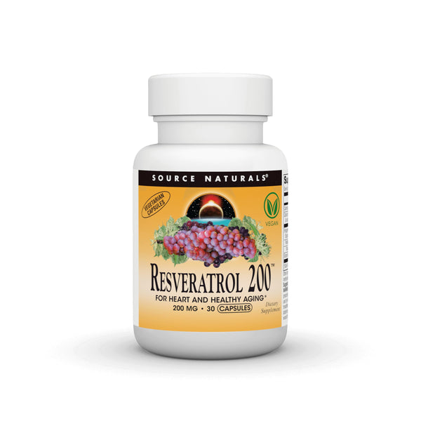 Source Naturals Resveratrol 200 mg for Heart and Healthy Aging* - 200 mg -30 Vegan Capsules