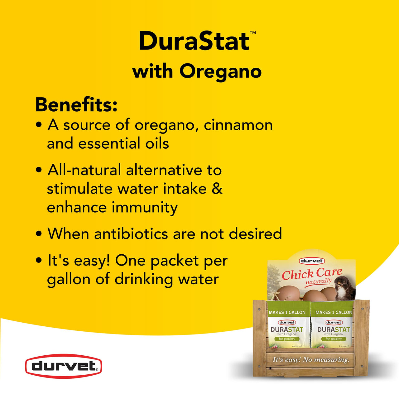 Durvet DURASTAT with Oregano for Poultry - 4gm Packet, Box of 40 Packets