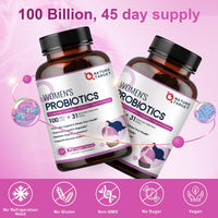 Thumbnail for NATURE TARGET Probiotics for Women, 100 Billion CFUs Probiotic with Digestive Enzymes & Prebiotics, Vaginal Probiotics with Cranberry for Urinary Tract Health, pH Balance, 90 Veggie Capsules