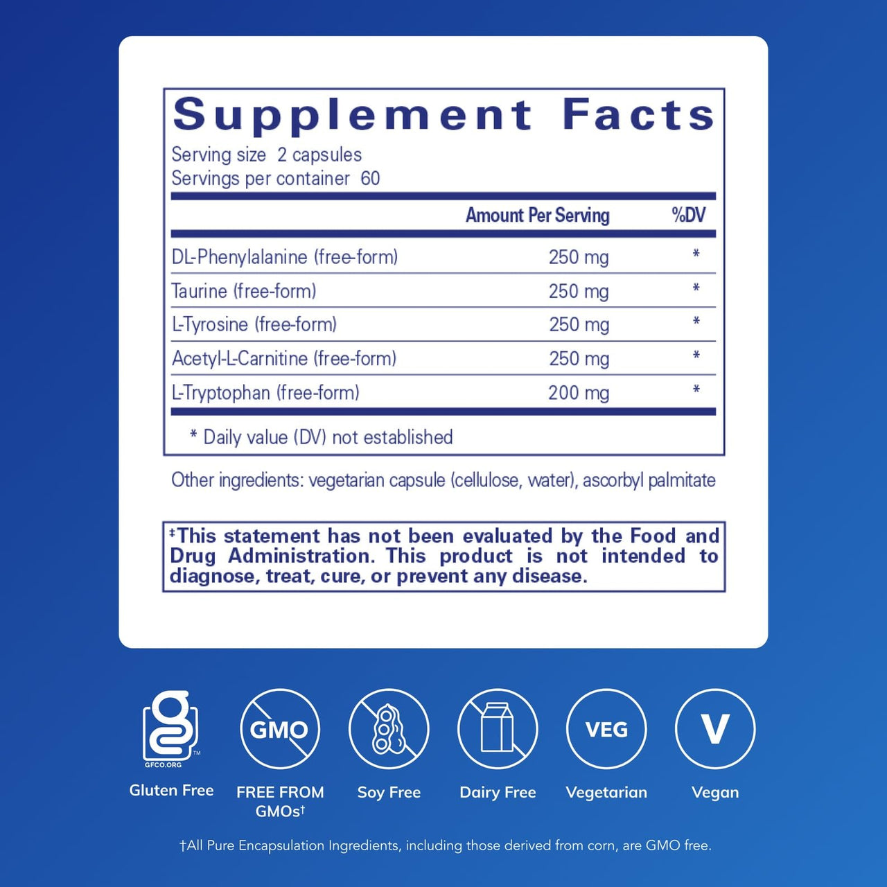 Pure Encapsulations Cognitive Aminos | Hypoallergenic Supplement for Cognitive Function Support* | 120 Capsules