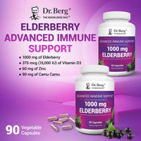 Thumbnail for Dr. Berg Black Elderberry Capsules (Advanced Immune Support*) with 15,000 IU Vitamin D, 60 mg of Zinc, & 90 mg of Camu Camu - (4-in-1) Sambucus Elderberry Immune Support Supplement - 90 Capsules