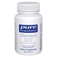 Thumbnail for Pure Encapsulations Chromium (Picolinate) 500 mcg - for Lipid & Carbohydrate Metabolism* - Mineral Supplement - Superior Absorption Chromium Supplement - Vegan & Gluten Free - 180 Capsules