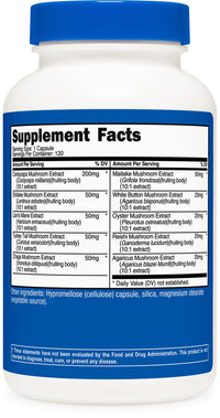 Thumbnail for Nutricost Mushroom Complex Supplement, 120 Capsules for 120 Servings per Bottle - 10 Mushroom Blend (Includes Reishi, Maitake, Shiitake, Lion's Mane, and More) - Non-GMO and Gluten Free