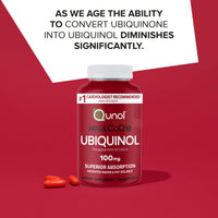 Thumbnail for Qunol Mega Ubiquinol CoQ10 100mg, Superior Absorption, Patented Water and Fat Soluble Form of Coenzyme Q10, Natural Supplement Antioxidant for Heart Health, 100 Count, Pack of 2 (11211-SEG100)