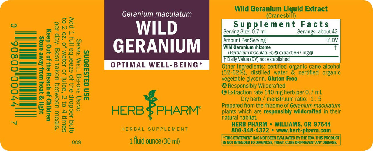 Herb Pharm Wild Geranium (Cranesbill) Liquid Extract - 1 Ounce