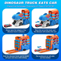 Thumbnail for TERRAMUS Dinosaur Transport Truck Toy for Kids - 3 in 1 Ejection Folding Track Toys w/Sound 8 Race Cars, Portable Vehicles Set Best Gift for Boys Girls 3 4 5 6 Years Old - Possesses Invention Patents