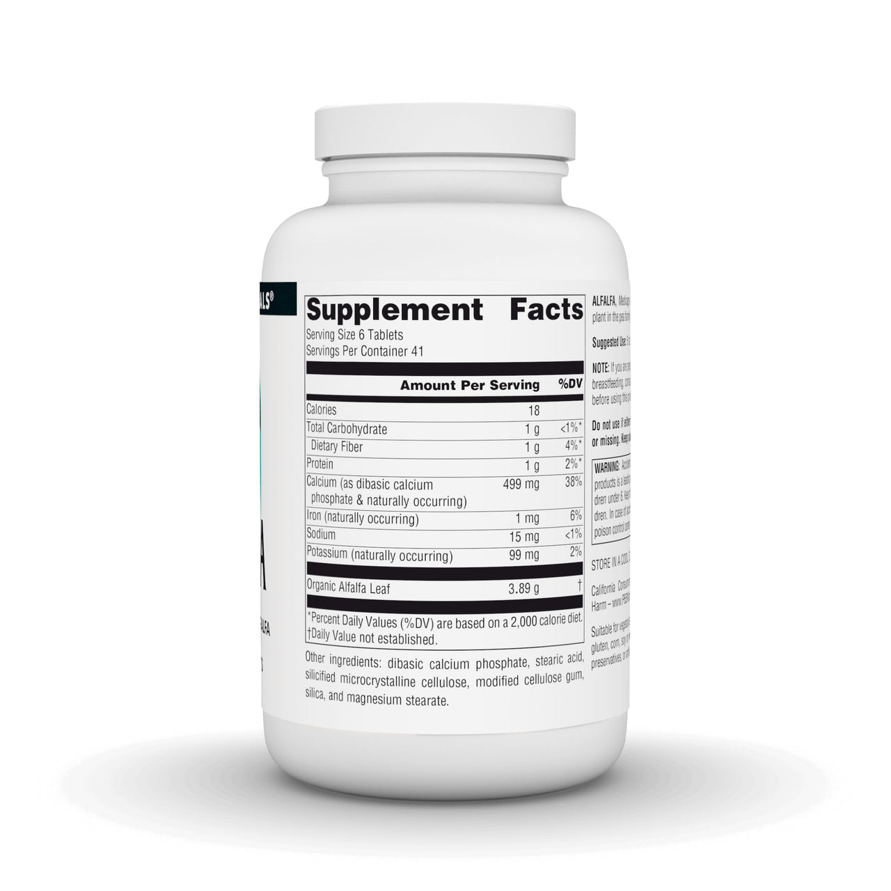 Source Naturals Alfalfa, Contains Organic Alfalfa, 648 mg - 250 Tablets