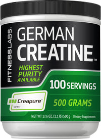 Thumbnail for Fitness Labs German Creatine Monohydrate Powder | 500 Grams | Creapure Fitness Supplement | for Men & Women | Unflavored | 100 Servings