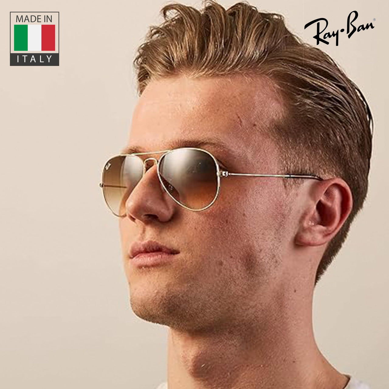 Ray-Ban RB3025 Classic Gradient Aviator Shape Sunglasses With Eyewear Kit Bundle - Adjustable Nose Pads - Ideal Formal and Casual Wear Retro Sunglasses