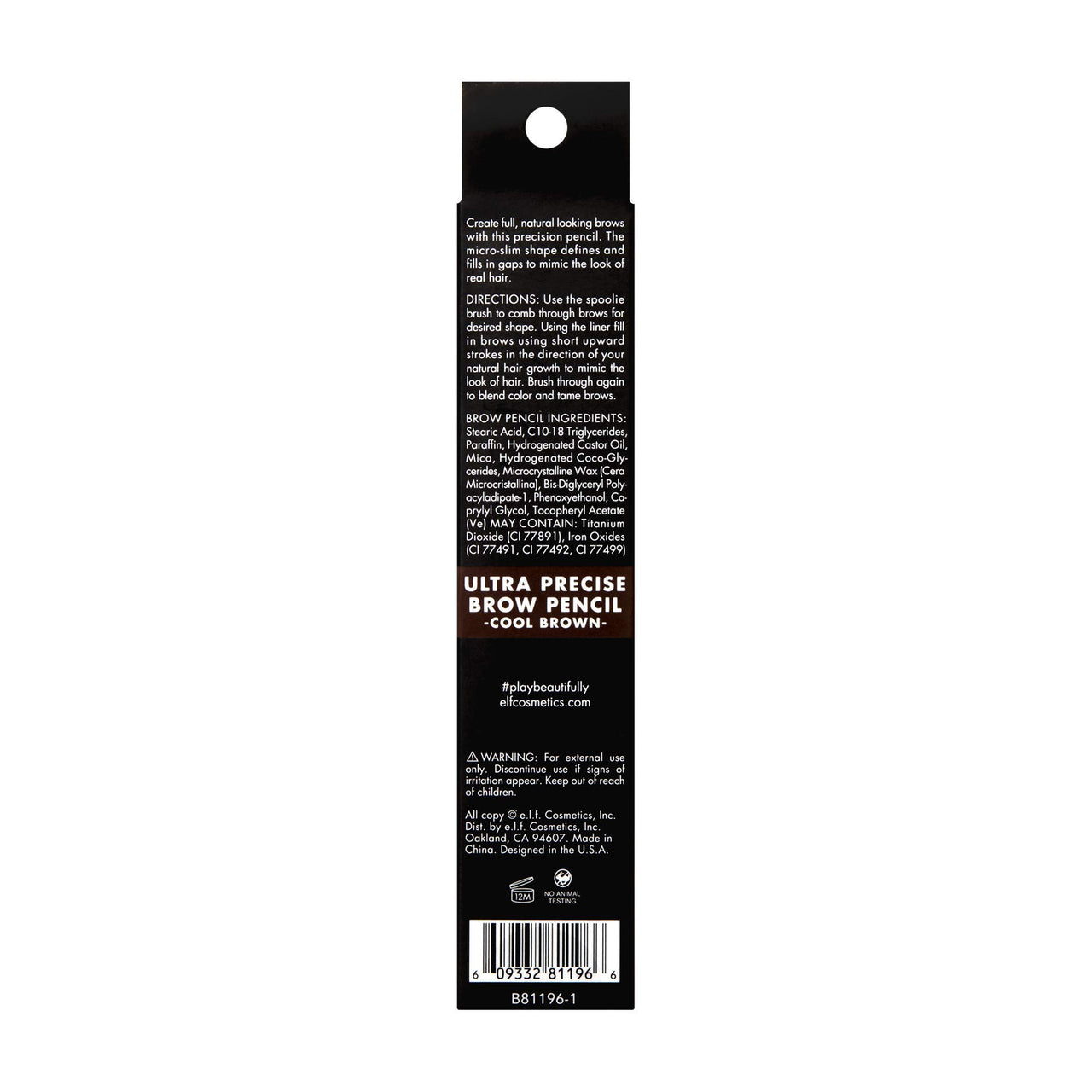 e.l.f. Ultra Precise Brow Pencil, Creamy, Micro-Slim, Precise, Defines, Creates Full, Natural-Looking Brows, Tames and Combs Brow Hair, Cool Brown, 0.002 Oz