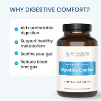 Thumbnail for The Wellness Company Digestive Comfort | 120 ct (2 Month Supply) | Relief for Digestive Bloat and Gas with All-Natural Enzymes | Non-GMO, Vegan, Gluten Free | for Healthy, Smooth Digestion