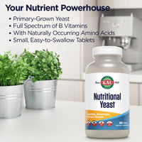 Thumbnail for KAL Nutritional Yeast Supplement, Fortified w/ B12, Biotin, Folic Acid, Other B Vitamins, Naturally Occurring Amino Acids, Healthy Hair, Skin & Energy Support, Vegan, Gluten Free, 83 Serv, 500 Tablets