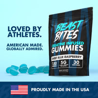 Thumbnail for BEAST BITES - Creatine Infused Gummies - 5g Creapure Creatine Monohydrate Per Serving - NSF Certified for Sport - 30 Servings (Blue Raspberry)