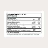Thumbnail for THORNE - Thyroid Health Complex - Cofactors for Function Support* - Vitamins B12, C & E, Ashwagandha, Iodine, Zinc, Selenium, Copper & L-Tyrosine - Third-Party Certified - 120 Capsules