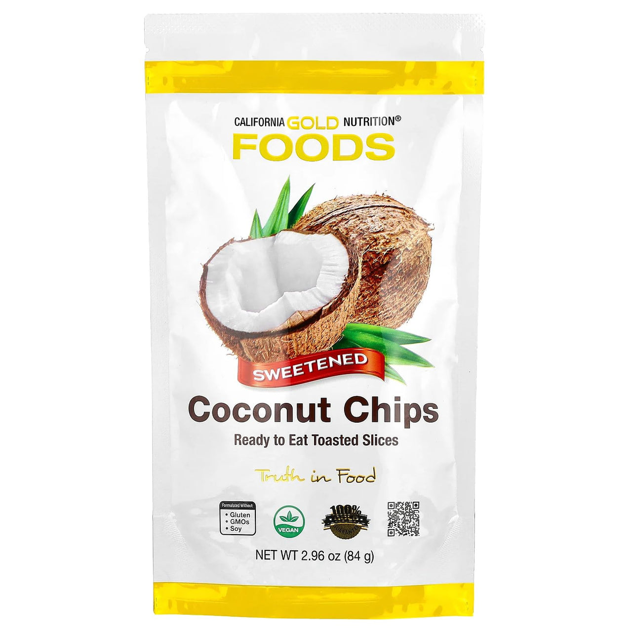 California Gold Nutrition Foods, Toasted Coconut Chips, Refined Sugar, 2.96 oz (84 g)