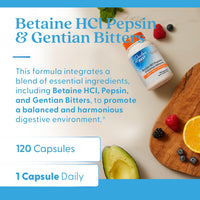 Thumbnail for Doctor's Best Betaine HCI Pepsin & Gentian Bitters, Digestive Enzymes for Protein Breakdown & Absorption, Non-GMO, Gluten Free, 120 Caps, Original Version