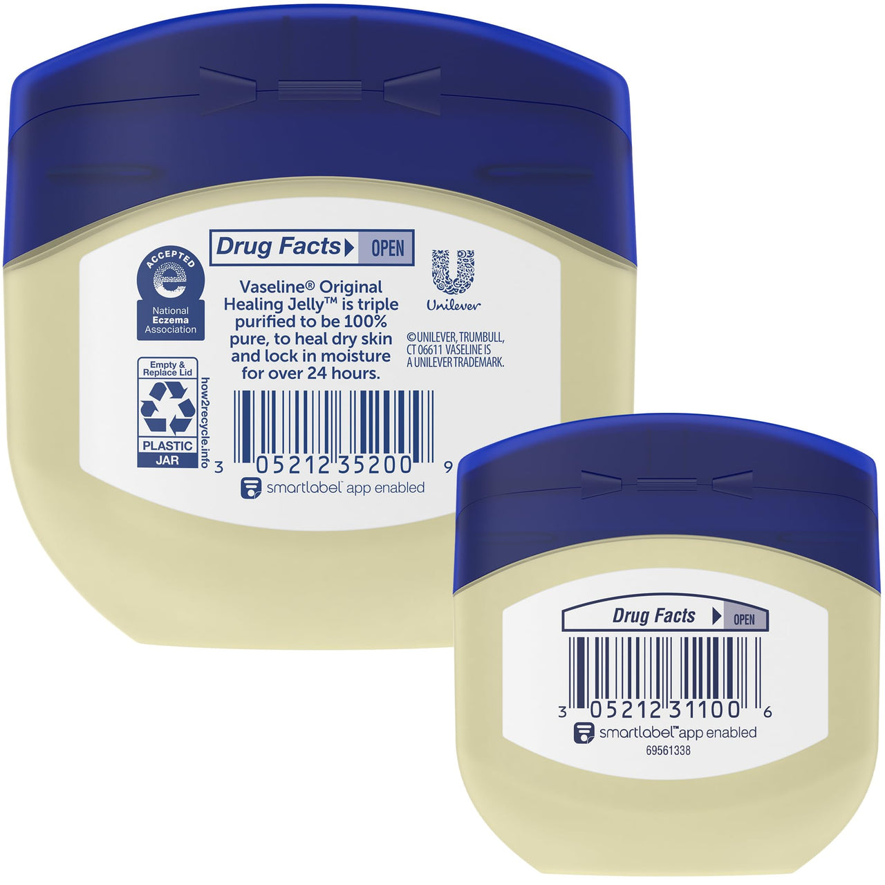 Vaseline Original Petroleum Jelly Variety Pack, 2 Sizes (7.5 Oz & 1.75 Oz) – Hypoallergenic Skin Protectant, Unscented Healing Ointment for Beauty & Personal Care