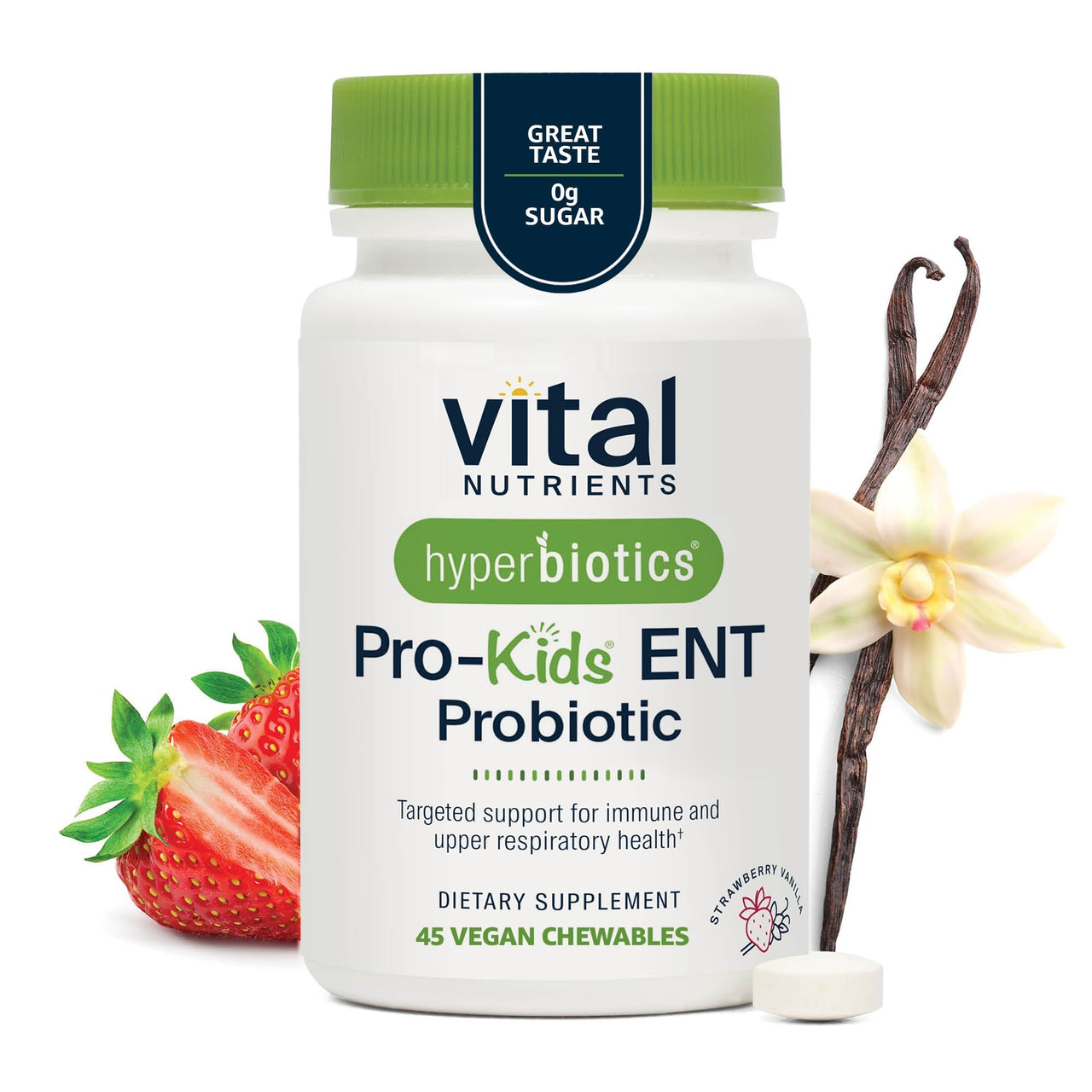 Hyperbiotics Vital Nutrients Pro Kids Probiotic | Allergen-Free Toddler Probiotics for Kids | Targeted Immune, Gut, and Digestive Health | Sugar-Free Orange Flavor | 60 Chewable Tablets