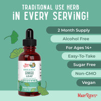Thumbnail for MaryRuth Organics Ginkgo Leaf Liquid Drops | Herbal Supplement | Nootropic | Circulatory System & Nervous System Health | USDA Organic | Non-GMO | Vegan | 60 Servings