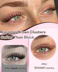 Thumbnail for Brown Lash Clusters Kit Natural 300Pcs Wispy Lashes Cluster Eyelash Cluster Extensions Kit C Curve Individual Lashes Extensions Kit For DIY Waterproof & Long - Lasting (Light Brown10-16mm)
