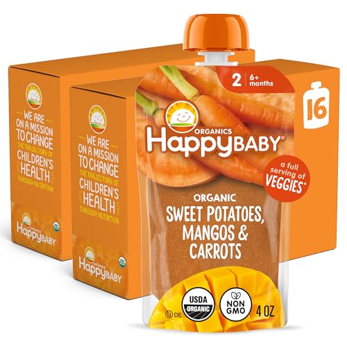 Image 3 of Sweet Potato, Mango & Carrot / 4 Ounce (Pack of 16) for the product Happy Baby Clearly Crafted Stage 2 Baby Food