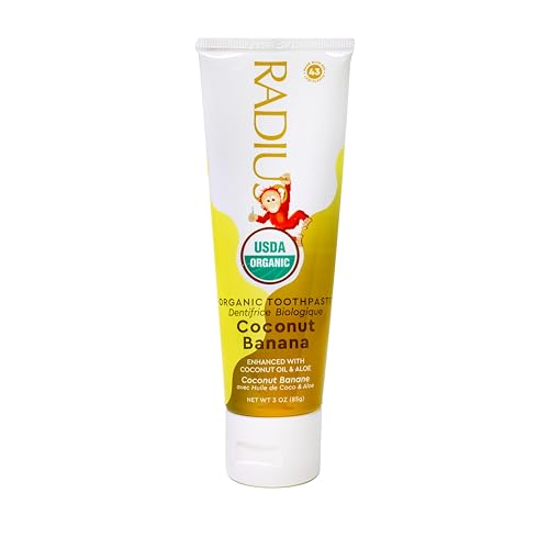 Image 2 of RADIUS USDA Kids Organic Toothpaste, Coconut Banana, 3 Oz
