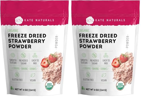 Image 2 of 4 Ounce (Pack of 2) for the product Kate Naturals Organic Freeze Dried Strawberry Powder for Baking (4oz)