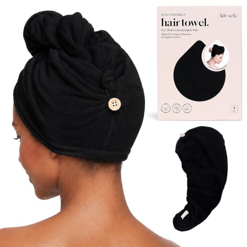 Image 9 of Black / 1 Count for the product Kitsch Microfiber Hair Towel Wrap for Women